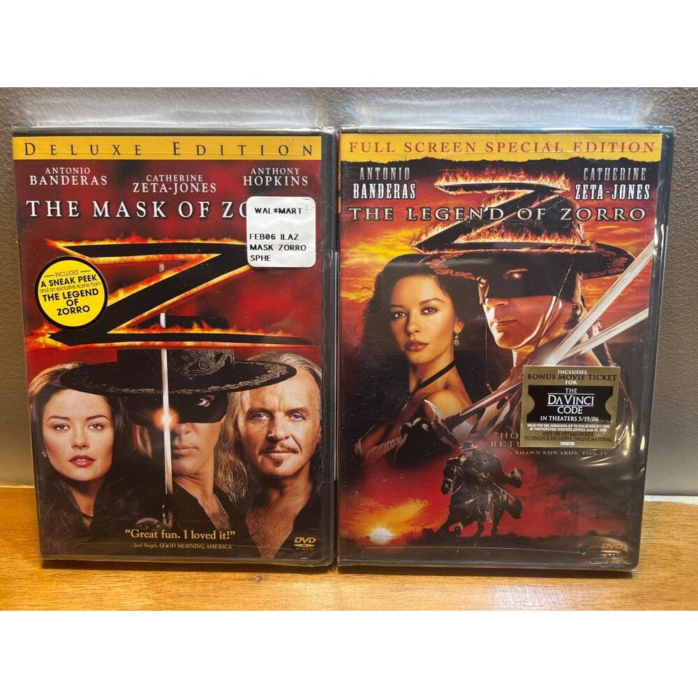 Mask of Zorro & Legend of Zorro DVDs New Sealed Antonio Banderas